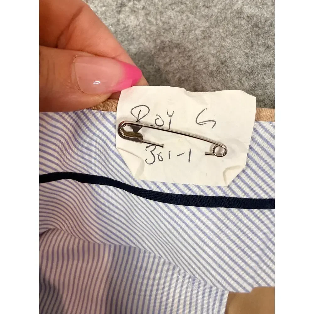 Saks Fifth Avenue Men 38R Tan Dress Pants Flat Front Cotton Blend TV Wardrobe